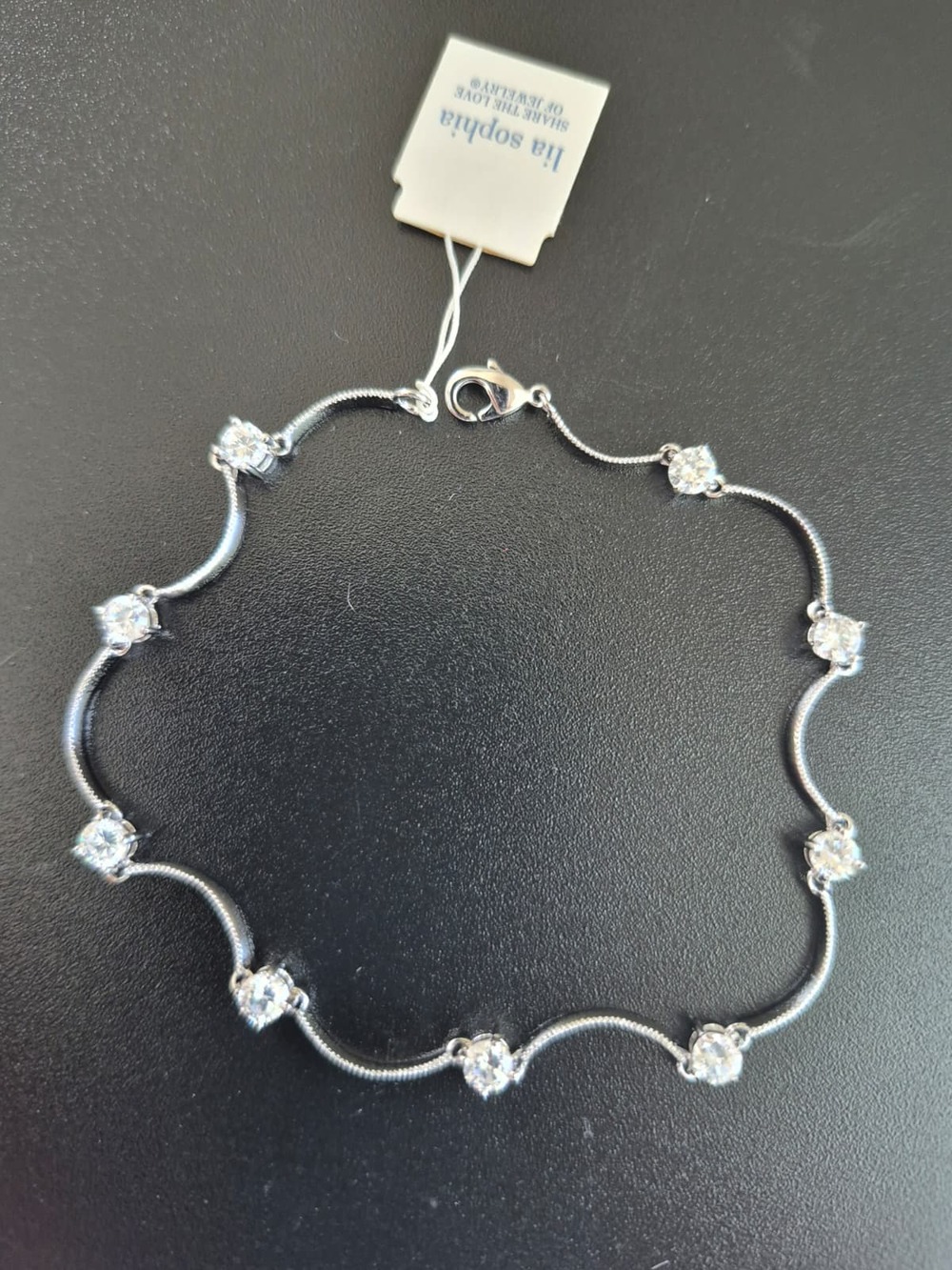 Lia Sophia Wedding Bells Cubic Zirconia Bracelet Silver Tone Dainty 8 in NWT